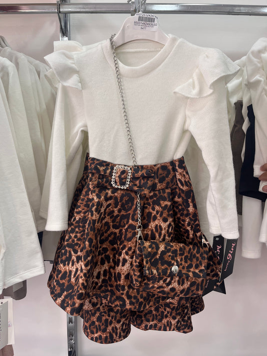 COMPLETO UNICO LEOPARD CON BORSETTA