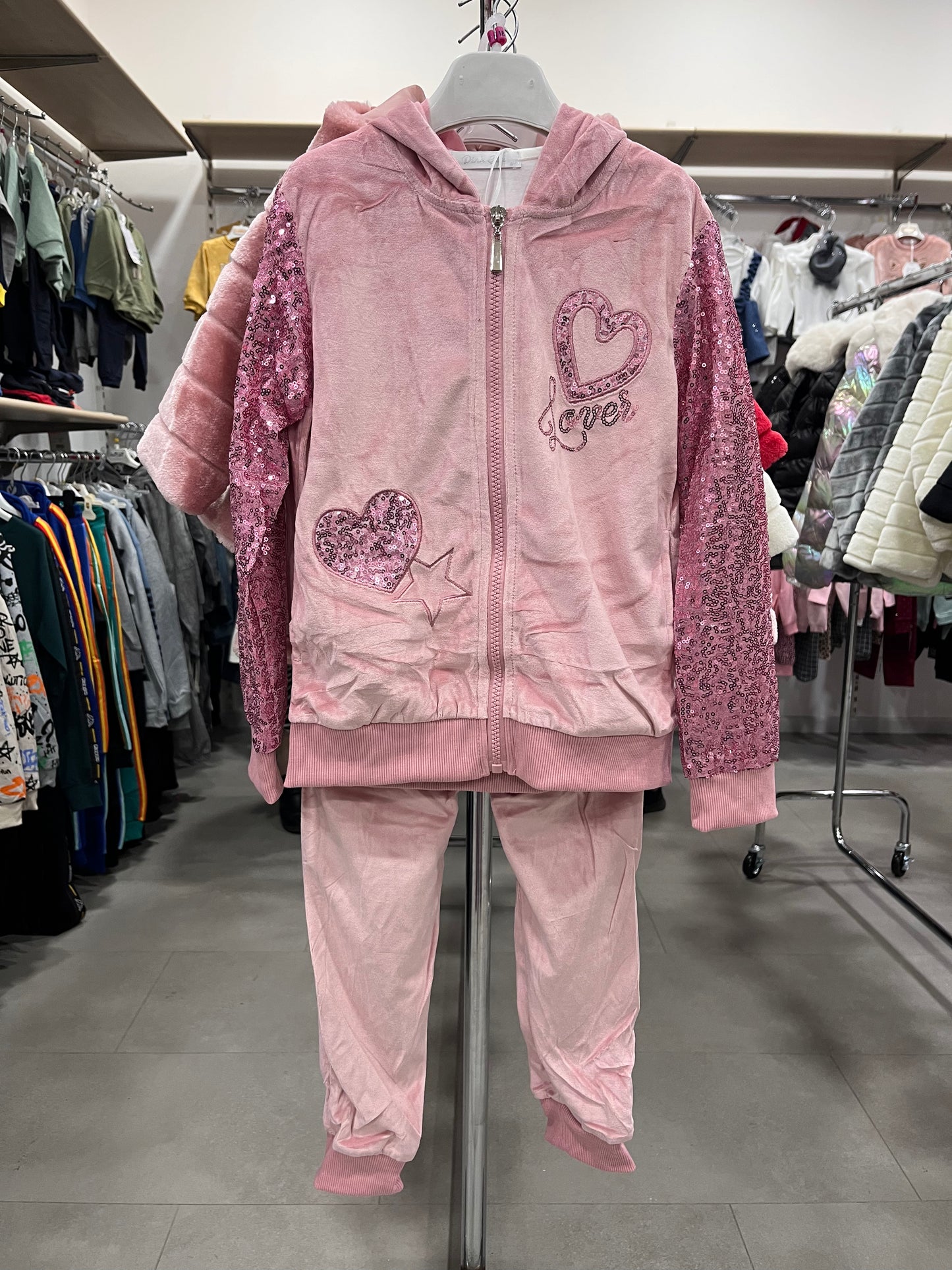 COMPLETO LOVE PINK STRAWS  ROSA  3 PEZZI